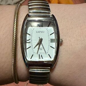 Silver and White Quartz Watch